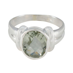 Green Amethyst Solitaire German 92.5 Silver Green Gemstones Tiny Ethnic Ring Jewellery