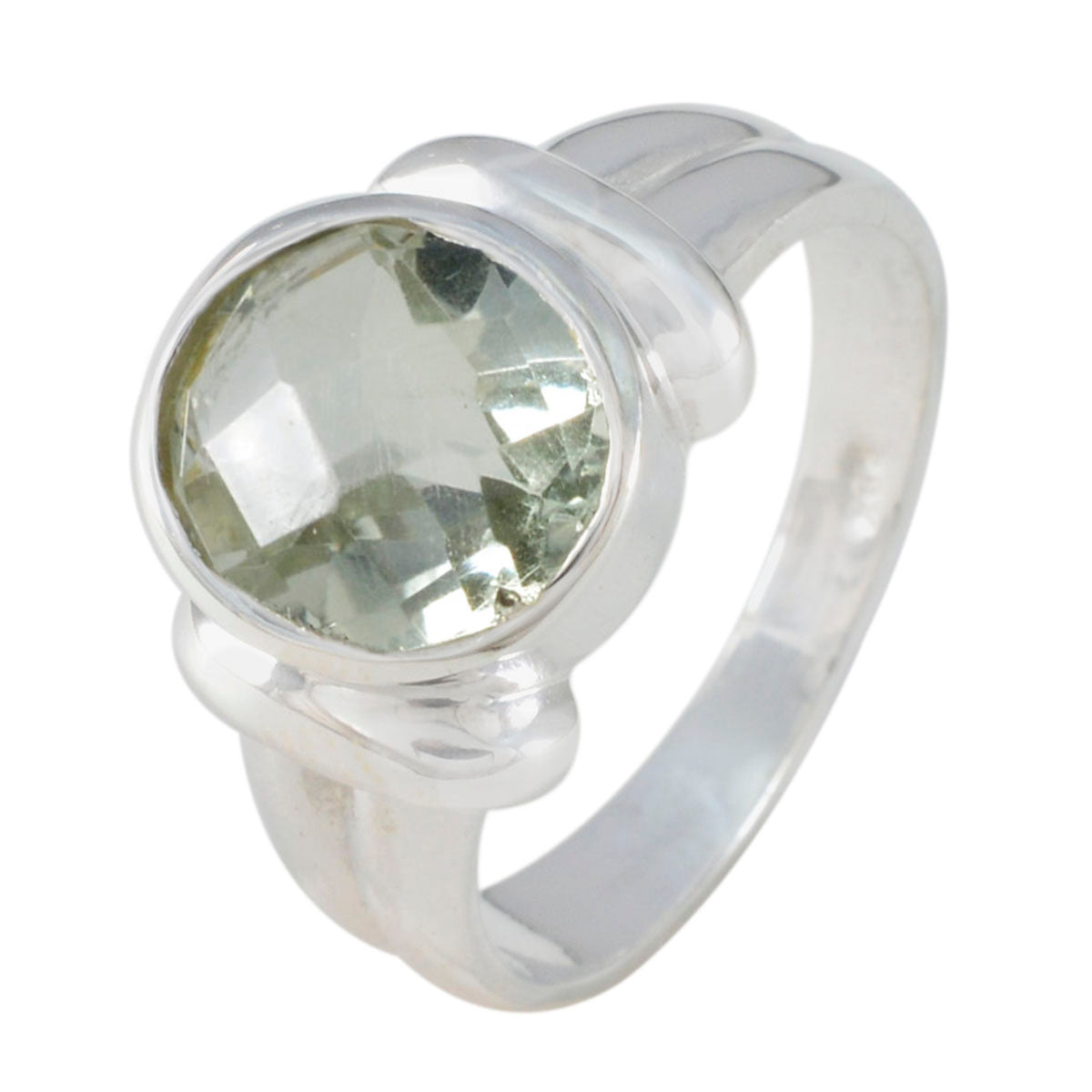Green Amethyst Solitaire German 92.5 Silver Green Gemstones Tiny Ethnic Ring Jewellery