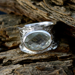 Green Amethyst Solitaire German Silver Green Gemstone Edgy Oversized Band Jewellery