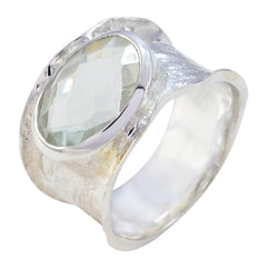Green Amethyst Solitaire German Silver Green Gemstone Edgy Oversized Band Jewellery