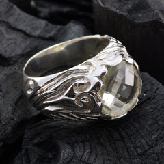 Green Amethyst Solitaire Moroccan 92.5 Silver Green Gemstones Chunky Signet Ring Jewellery