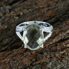 Green Amethyst Solitaire German 925 Silver Green Gemstones Mid weight Fairytale Ring Jewelry