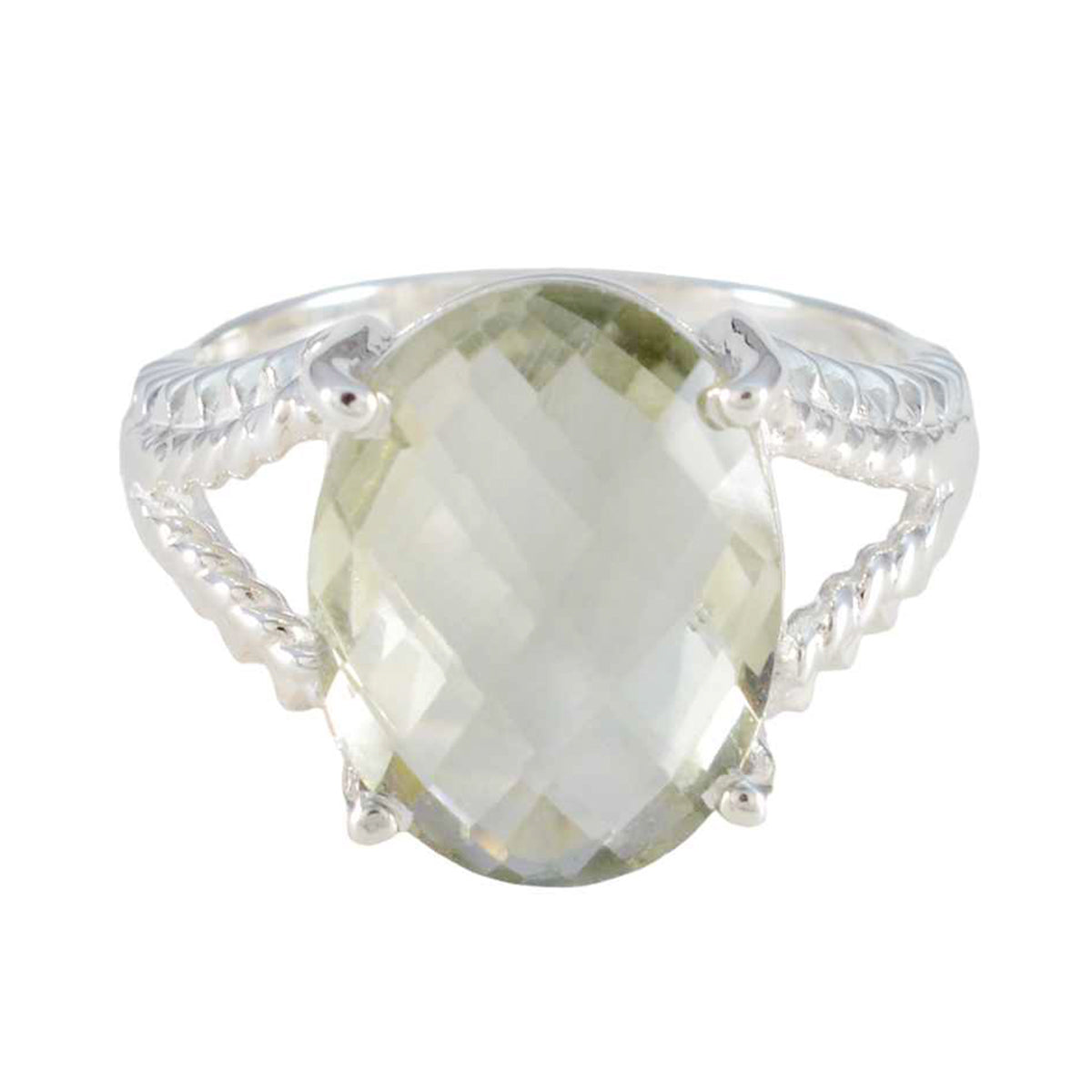 Green Amethyst Solitaire German 925 Silver Green Gemstones Mid weight Fairytale Ring Jewelry