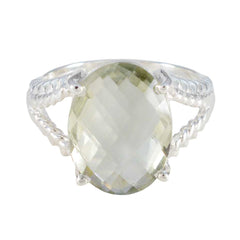 Green Amethyst Solitaire German 925 Silver Green Gemstones Mid weight Fairytale Ring Jewelry