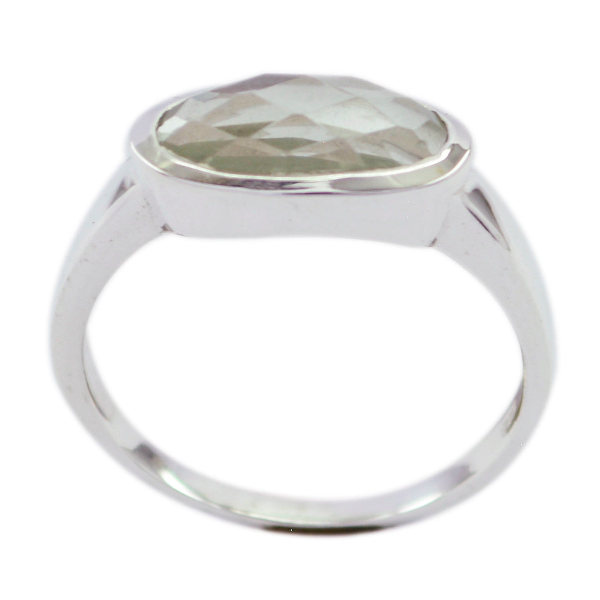 Green Amethyst Solitaire Korean Silver Green Gems Dainty Contemporary Ring Jewelry