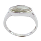 Green Amethyst Solitaire Korean Silver Green Gems Dainty Contemporary Ring Jewelry