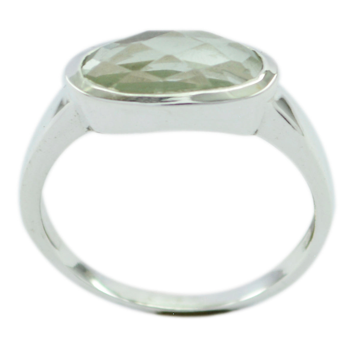 Green Amethyst Solitaire Korean Silver Green Gems Dainty Contemporary Ring Jewelry