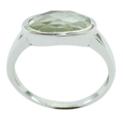Green Amethyst Solitaire Korean Silver Green Gems Dainty Contemporary Ring Jewelry