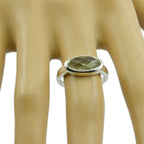 Green Amethyst Solitaire Korean Silver Green Gems Dainty Contemporary Ring Jewelry