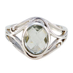 Green Amethyst Solitaire Russian 92.5 Silver Green Gems Tiny Ethnic Ring Jewellery