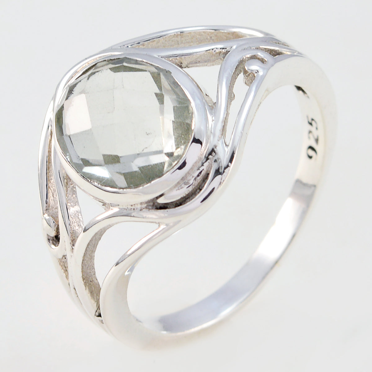 Green Amethyst Solitaire Russian 92.5 Silver Green Gems Tiny Ethnic Ring Jewellery