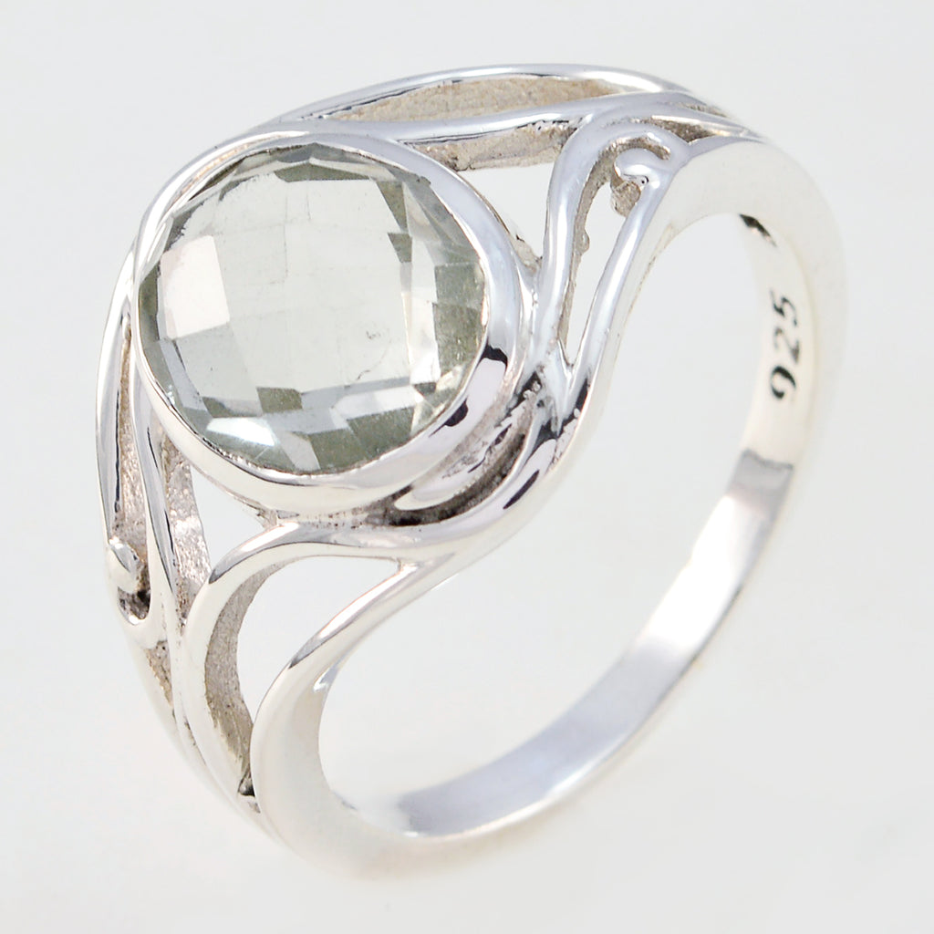 Green Amethyst Solitaire Russian 92.5 Silver Green Gems Tiny Ethnic Ring Jewellery
