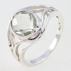 Green Amethyst Solitaire Russian 92.5 Silver Green Gems Tiny Ethnic Ring Jewellery