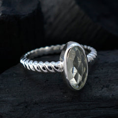 Green Amethyst Solitaire Egyptian Silver Green Gems Tiny Twist Ring Jewelry