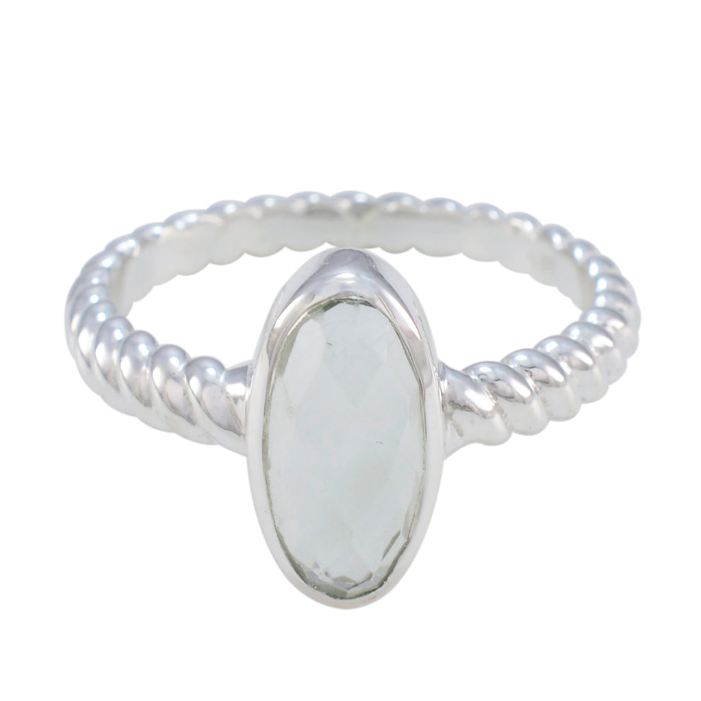 Green Amethyst Solitaire Egyptian Silver Green Gems Tiny Twist Ring Jewelry