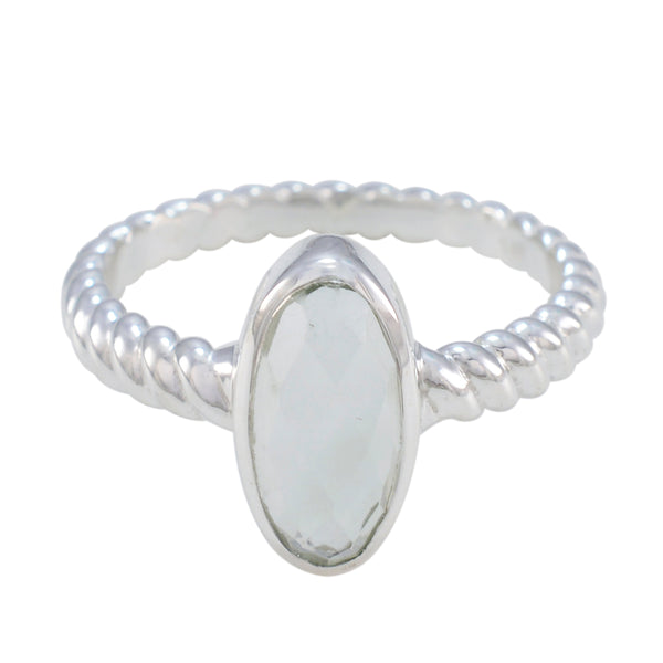Green Amethyst Solitaire Egyptian Silver Green Gems Tiny Twist Ring Jewelry