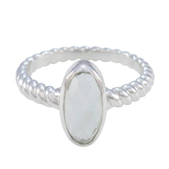 Green Amethyst Solitaire Egyptian Silver Green Gems Tiny Twist Ring Jewelry