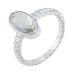 Green Amethyst Solitaire Egyptian Silver Green Gems Tiny Twist Ring Jewelry