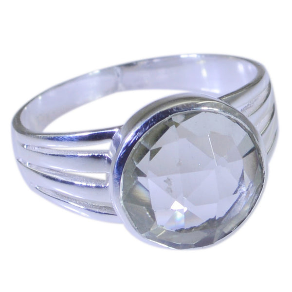 Green Amethyst Solitaire Russian 92.5 Silver Green Gemstone Classic Feminine Ring Jewelry