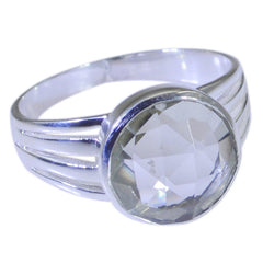 Green Amethyst Solitaire Russian 92.5 Silver Green Gemstone Classic Feminine Ring Jewelry