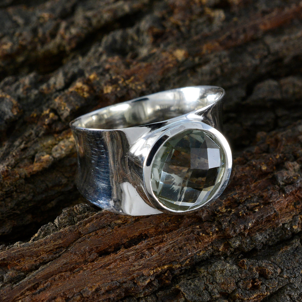Green Amethyst Solitaire German 925 Silver Green Gems Edgy Armor Band Jewellery