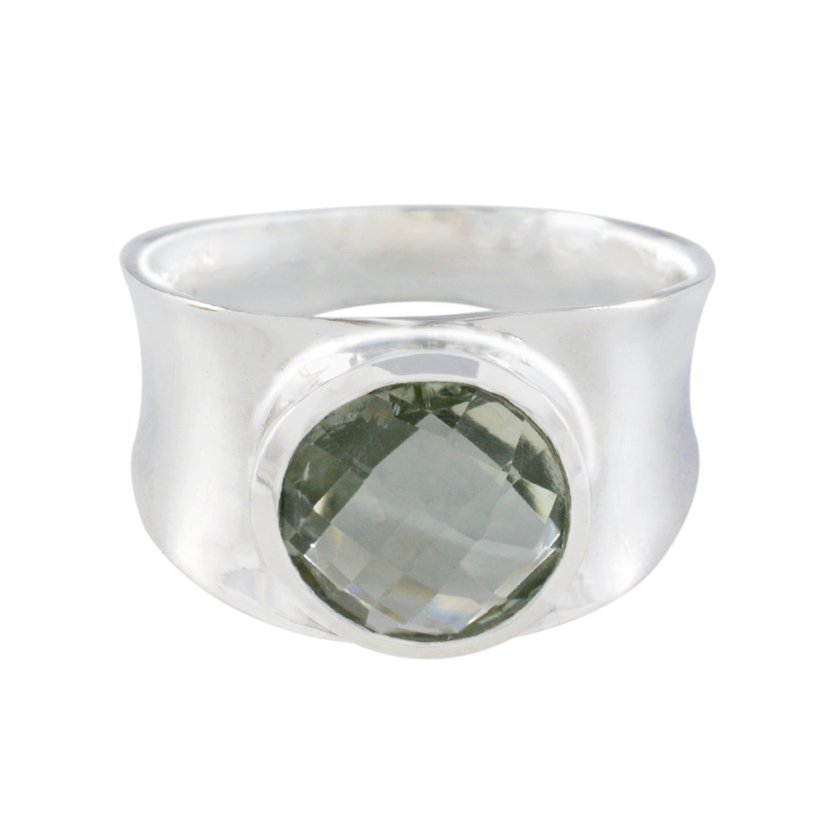 Green Amethyst Solitaire German 925 Silver Green Gems Edgy Armor Band Jewellery