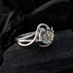 Green Amethyst Solitaire American 925 Sterling Silver Green Gemstone Delicate Graceful Ring Jewelry