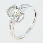 Green Amethyst Solitaire American 925 Sterling Silver Green Gemstone Delicate Graceful Ring Jewelry