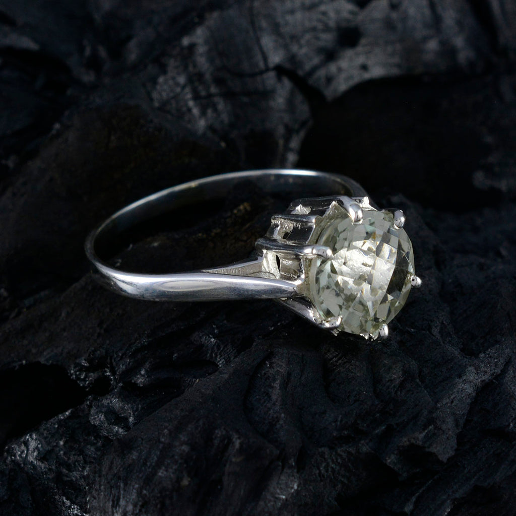 Green Amethyst Solitaire Egyptian Sterling Silver Green Gemstones Slim Fairytale Ring Jewellery