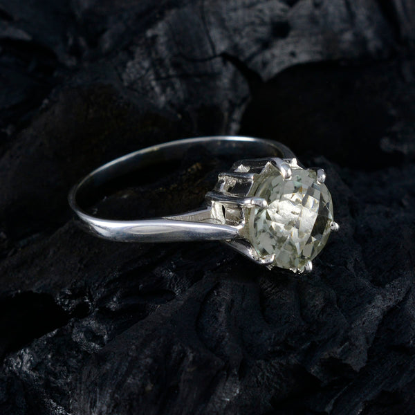 Green Amethyst Solitaire Egyptian Sterling Silver Green Gemstones Slim Fairytale Ring Jewellery