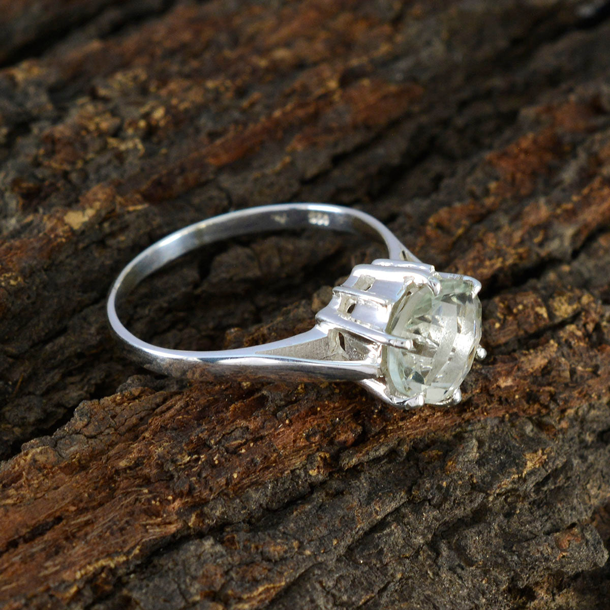 Green Amethyst Solitaire Egyptian Sterling Silver Green Gemstones Slim Fairytale Ring Jewellery