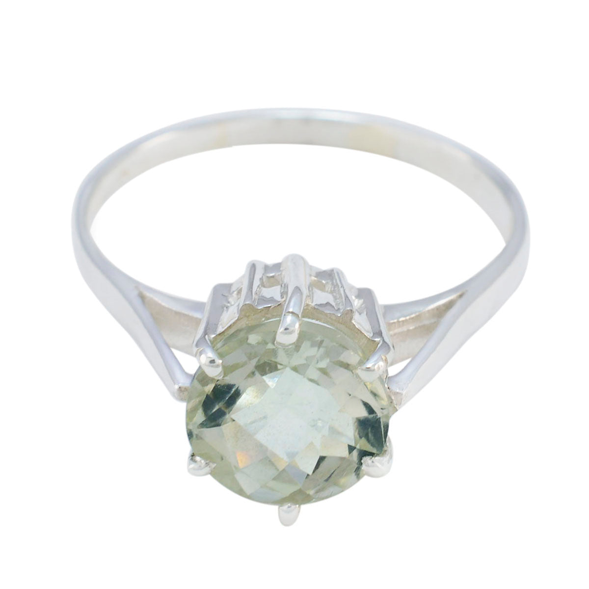 Green Amethyst Solitaire Egyptian Sterling Silver Green Gemstones Slim Fairytale Ring Jewellery Hoofdafbeelding