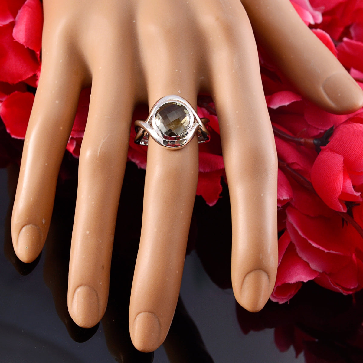 Green Amethyst Solitaire Moroccan 925 Sterling Silver Green Gems Classic Fairytale Ring Jewellery