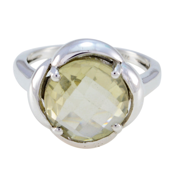 Green Amethyst Solitaire Egyptian Sterling Silver Green Gemstone Minimal Fairytale Ring Jewelry