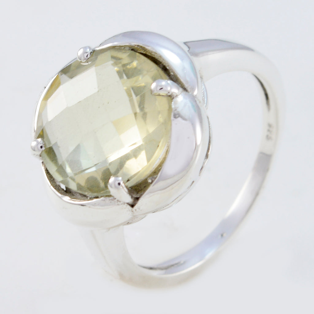 Green Amethyst Solitaire Egyptian Sterling Silver Green Gemstone Minimal Fairytale Ring Jewelry