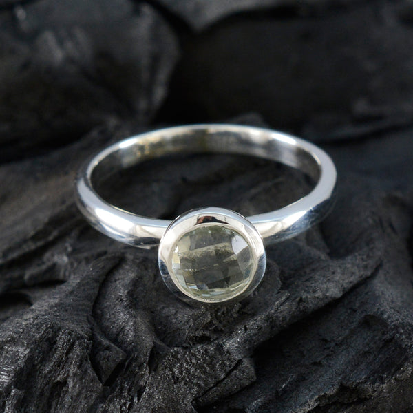 Green Amethyst Solitaire Turkish 925 Silver Green Gemstone Dainty Abstract Ring Jewelry
