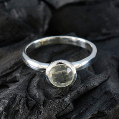 Green Amethyst Solitaire Turkish 925 Silver Green Gemstone Dainty Abstract Ring Jewelry