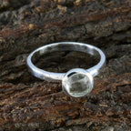 Green Amethyst Solitaire Turkish 925 Silver Green Gemstone Dainty Abstract Ring Jewelry