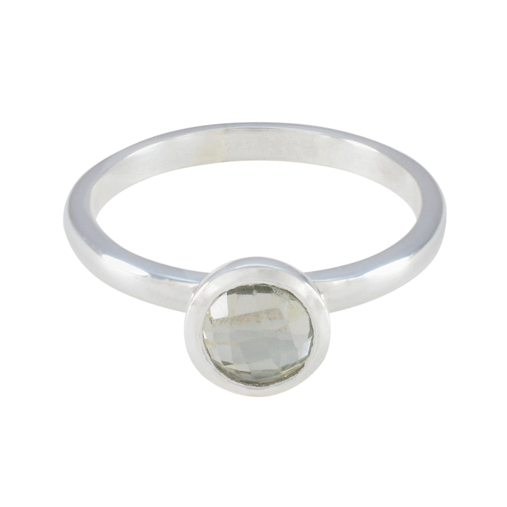 Green Amethyst Solitaire Turkish 925 Silver Green Gemstone Dainty Abstract Ring Jewelry