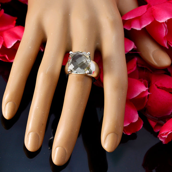 Green Amethyst Solitaire Italian 92.5 Silver Green Gems Edgy Signet Ring Jewellery