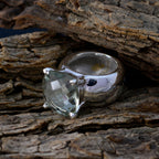 Green Amethyst Solitaire Italian 92.5 Silver Green Gems Edgy Signet Ring Jewellery