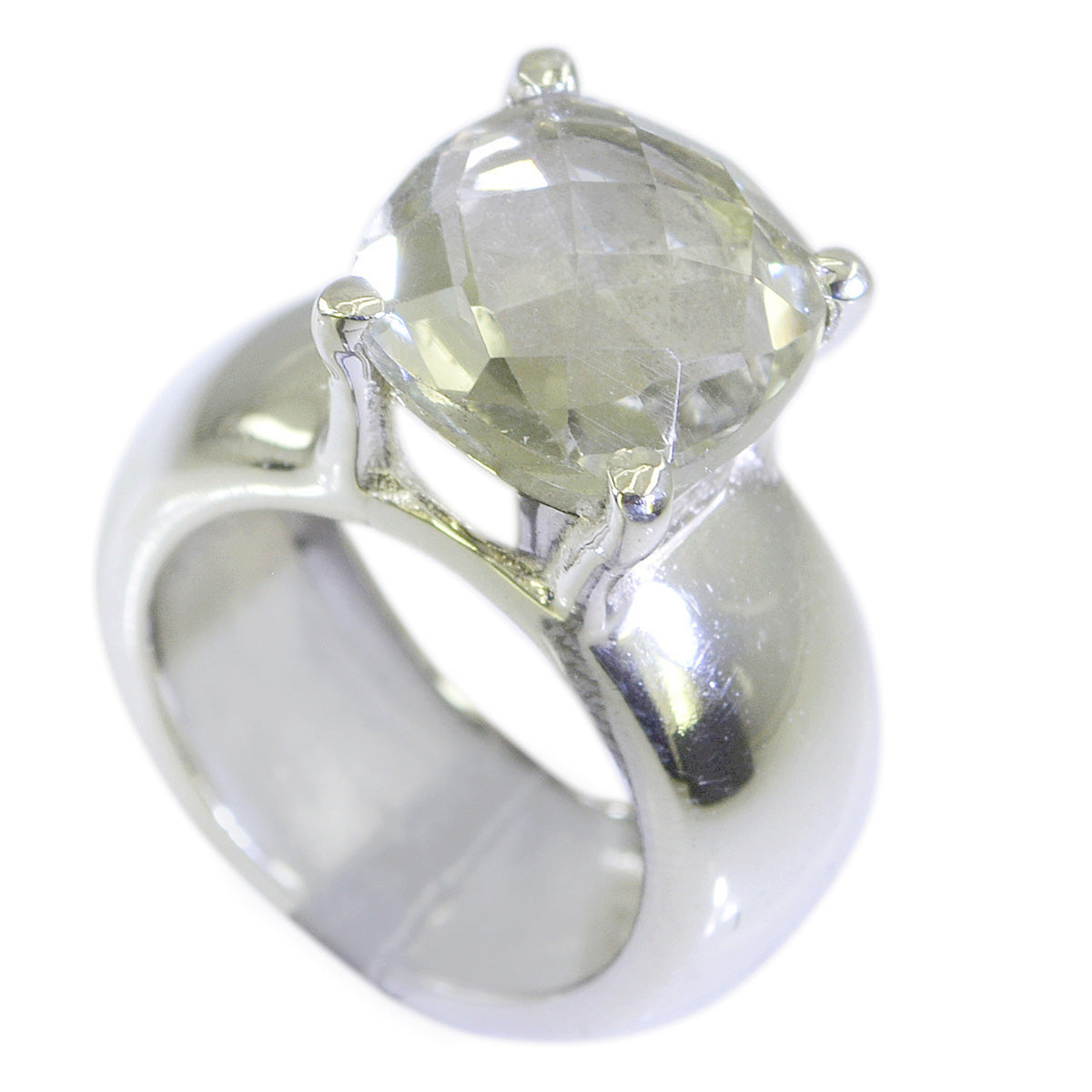 Green Amethyst Solitaire Italian 92.5 Silver Green Gems Edgy Signet Ring Jewellery Hoofdafbeelding