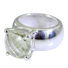 Green Amethyst Solitaire Italian 92.5 Silver Green Gems Edgy Signet Ring Jewellery