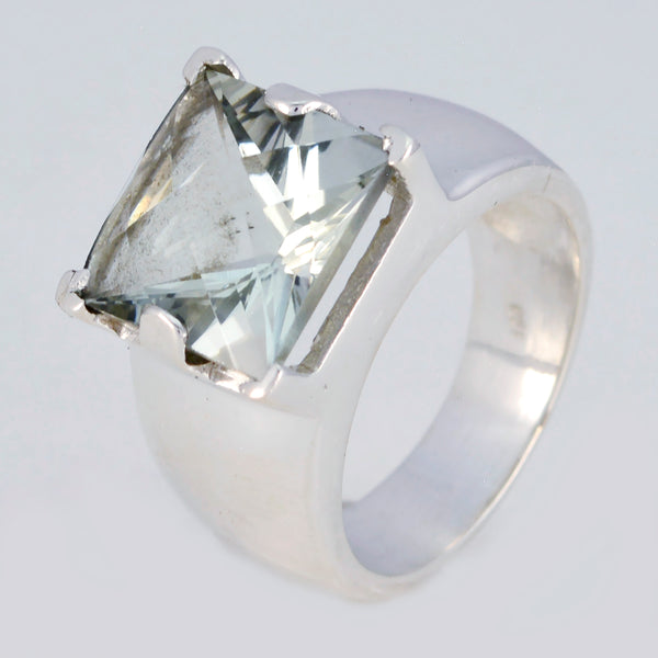 Green Amethyst Solitaire German Silver Green Gems Edgy Signet Ring Jewelry