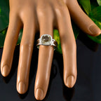 Green Amethyst Solitaire German Silver Green Gemstones Eye catching Contemporary Ring Jewelry