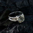 Green Amethyst Solitaire German Silver Green Gemstones Eye catching Contemporary Ring Jewelry