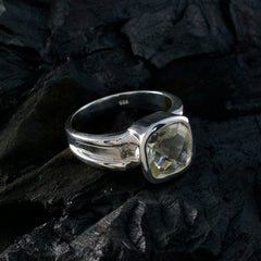 Green Amethyst Solitaire German Silver Green Gemstones Eye catching Contemporary Ring Jewelry