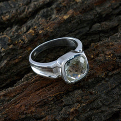 Green Amethyst Solitaire German Silver Green Gemstones Eye catching Contemporary Ring Jewelry