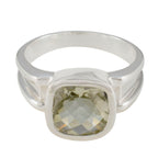 Green Amethyst Solitaire German Silver Green Gemstones Eye catching Contemporary Ring Jewelry