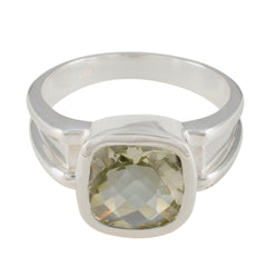 Green Amethyst Solitaire German Silver Green Gemstones Eye catching Contemporary Ring Jewelry
